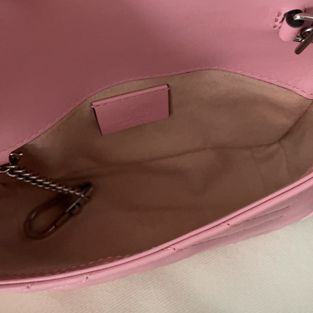 SOLD❗️GUCCI GG Marmont Matelassé Leather Super Mini Bag, Pink - Picture 13 of 16